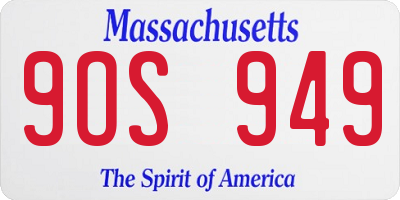 MA license plate 9OS949