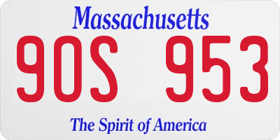 MA license plate 9OS953