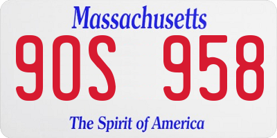 MA license plate 9OS958