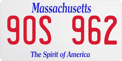 MA license plate 9OS962