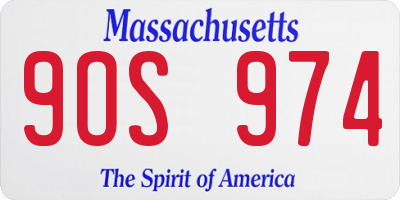 MA license plate 9OS974