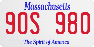 MA license plate 9OS980