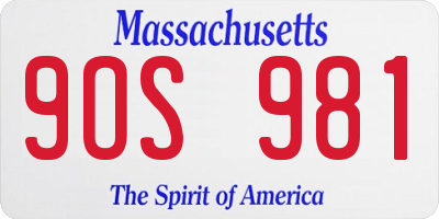 MA license plate 9OS981