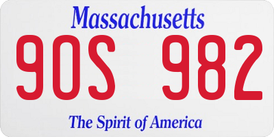 MA license plate 9OS982
