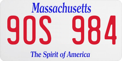 MA license plate 9OS984