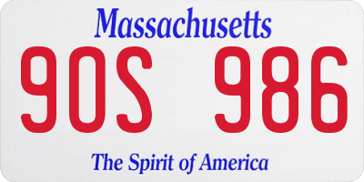 MA license plate 9OS986