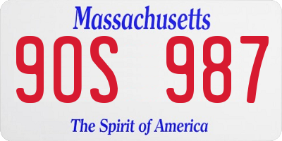 MA license plate 9OS987