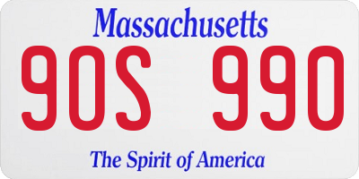 MA license plate 9OS990
