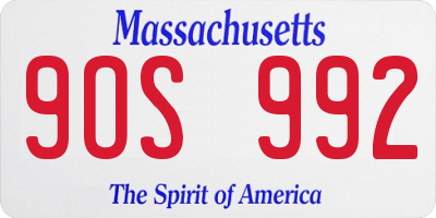 MA license plate 9OS992