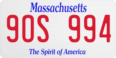 MA license plate 9OS994