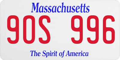 MA license plate 9OS996