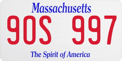 MA license plate 9OS997