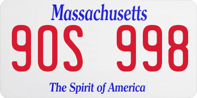 MA license plate 9OS998