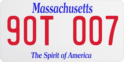 MA license plate 9OT007
