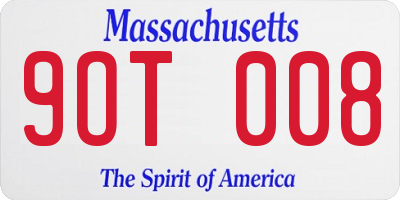 MA license plate 9OT008