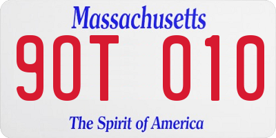 MA license plate 9OT010