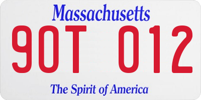 MA license plate 9OT012