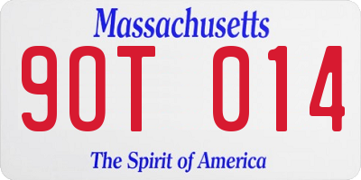 MA license plate 9OT014