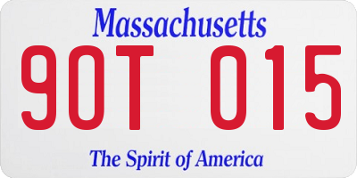 MA license plate 9OT015
