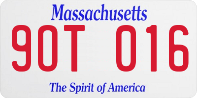 MA license plate 9OT016