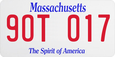 MA license plate 9OT017