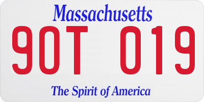 MA license plate 9OT019