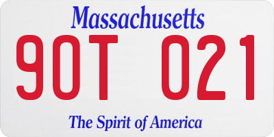 MA license plate 9OT021