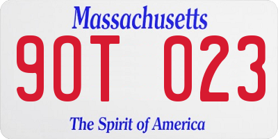 MA license plate 9OT023
