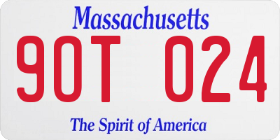 MA license plate 9OT024