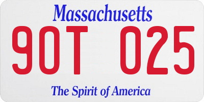 MA license plate 9OT025