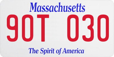 MA license plate 9OT030