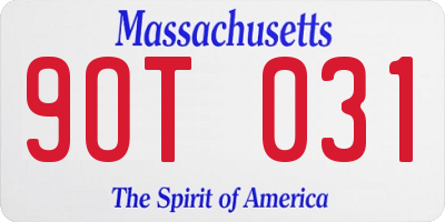 MA license plate 9OT031