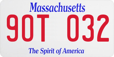 MA license plate 9OT032