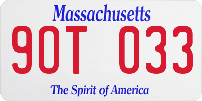 MA license plate 9OT033
