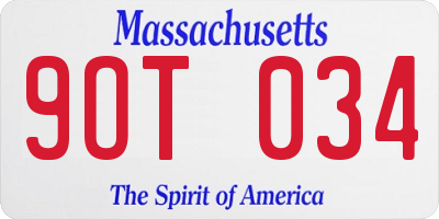 MA license plate 9OT034
