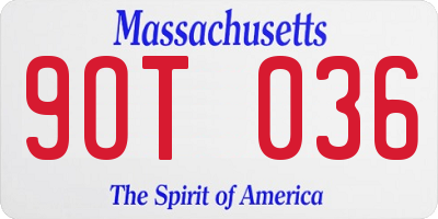 MA license plate 9OT036