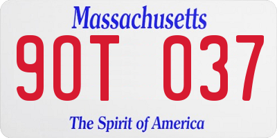 MA license plate 9OT037