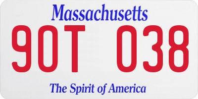 MA license plate 9OT038