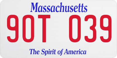 MA license plate 9OT039