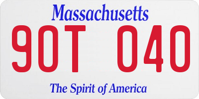 MA license plate 9OT040