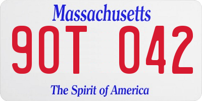 MA license plate 9OT042