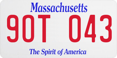 MA license plate 9OT043