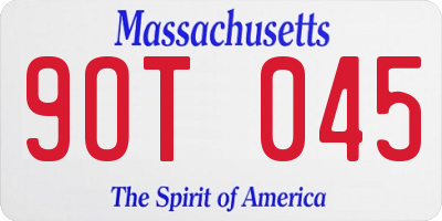 MA license plate 9OT045