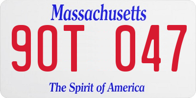 MA license plate 9OT047