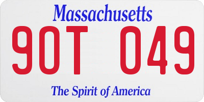 MA license plate 9OT049