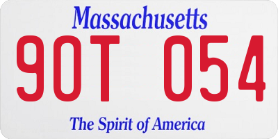 MA license plate 9OT054