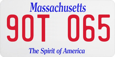 MA license plate 9OT065