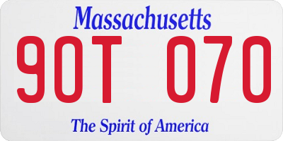 MA license plate 9OT070