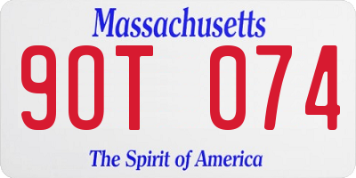 MA license plate 9OT074
