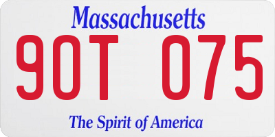 MA license plate 9OT075